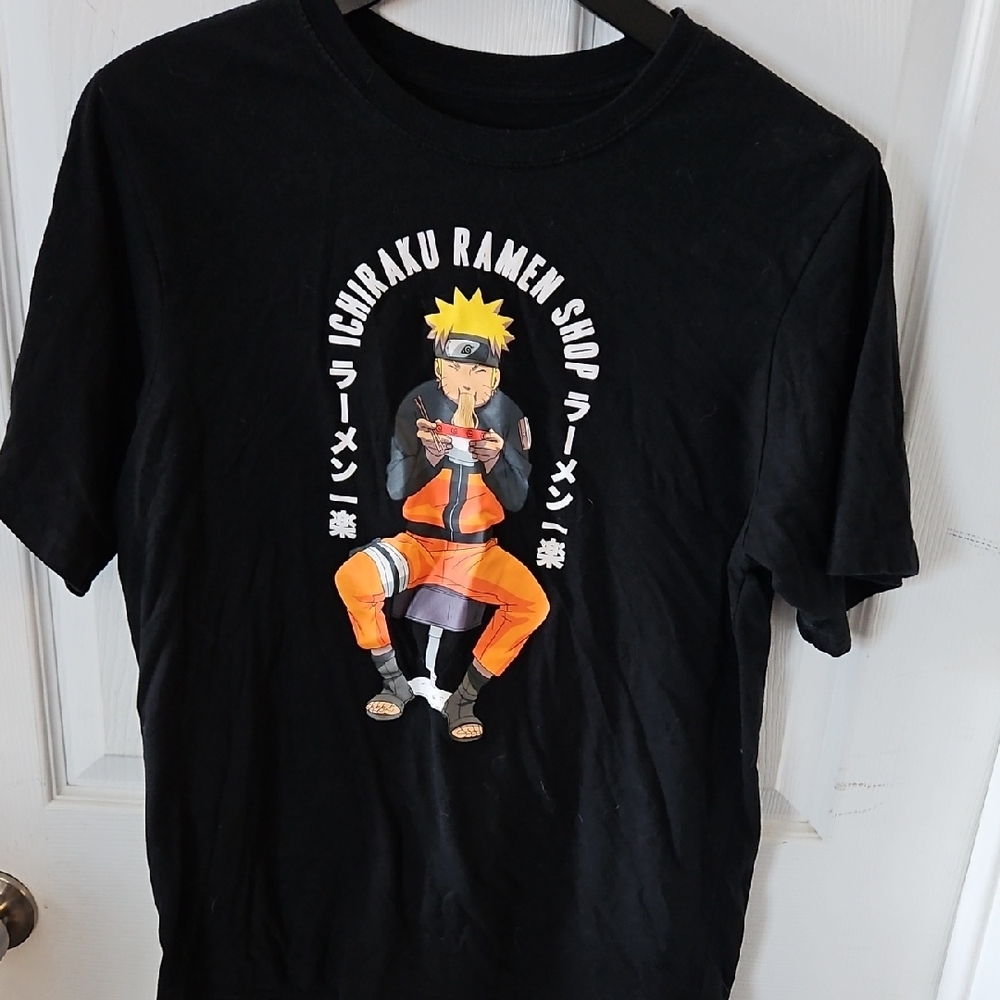 Black and Orange Anime Graphic Short Sleeve Tee